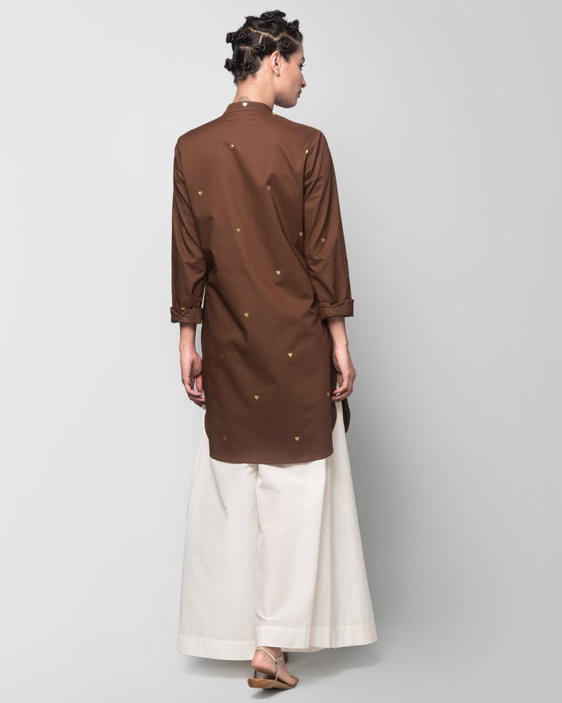 Classic Mid-length Kurta - Brown
