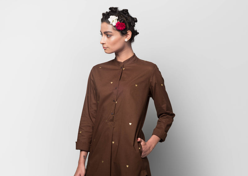 Classic Mid-length Kurta - Brown