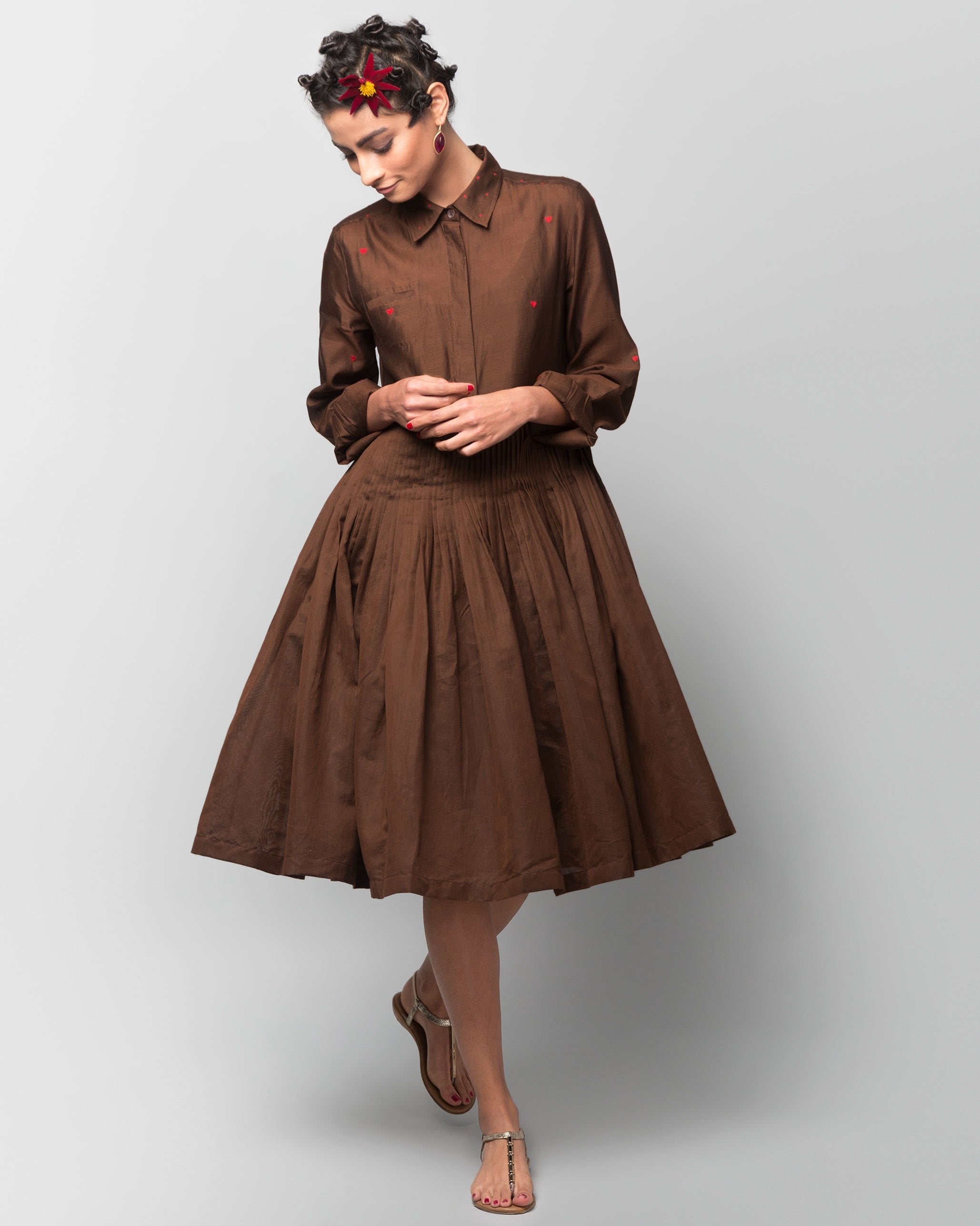 Luna Heart Dress - Brown