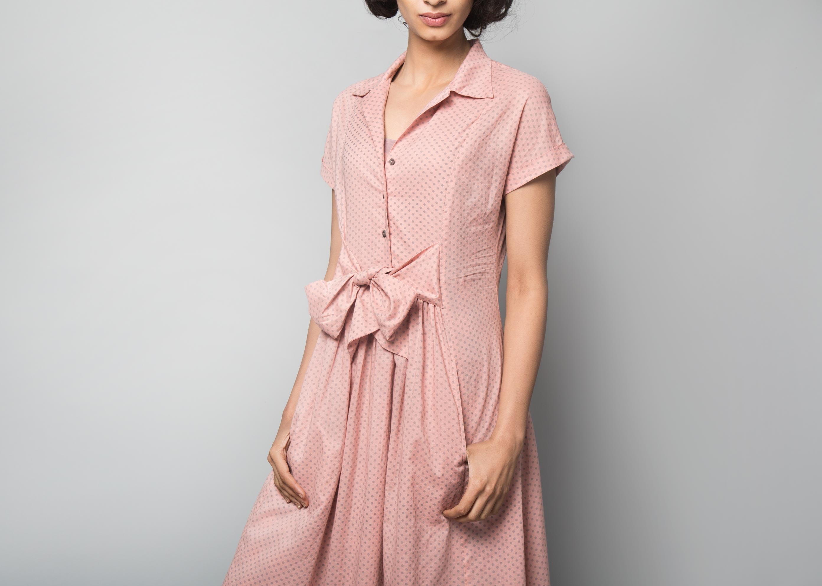 Cadeau Dotted Dress & Slip Set - Pink