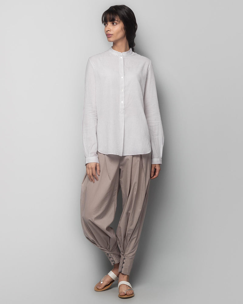 Mandarin Collar Stripe Top