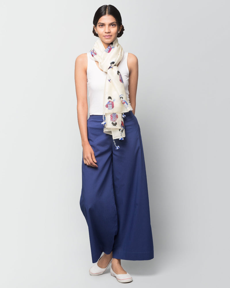 Geisha Scarf - Blue & Red