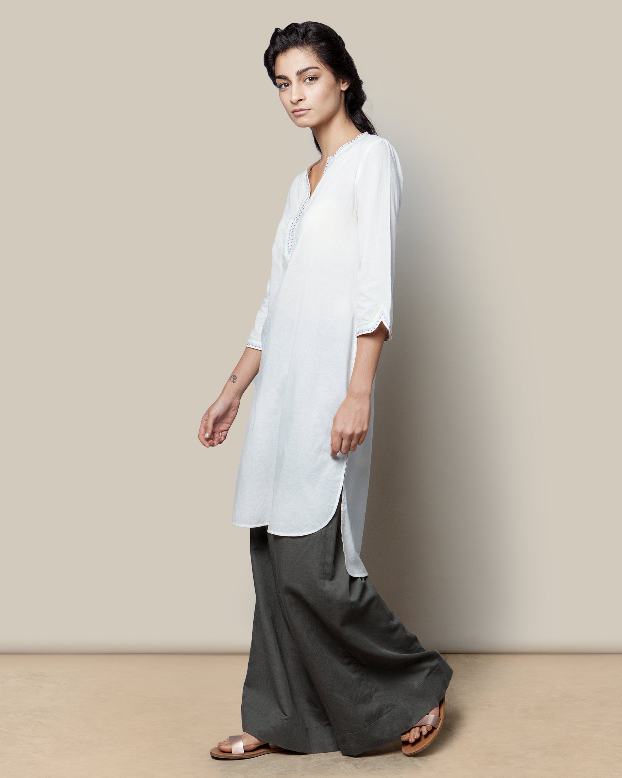 Embroidered Kurta - Ivory