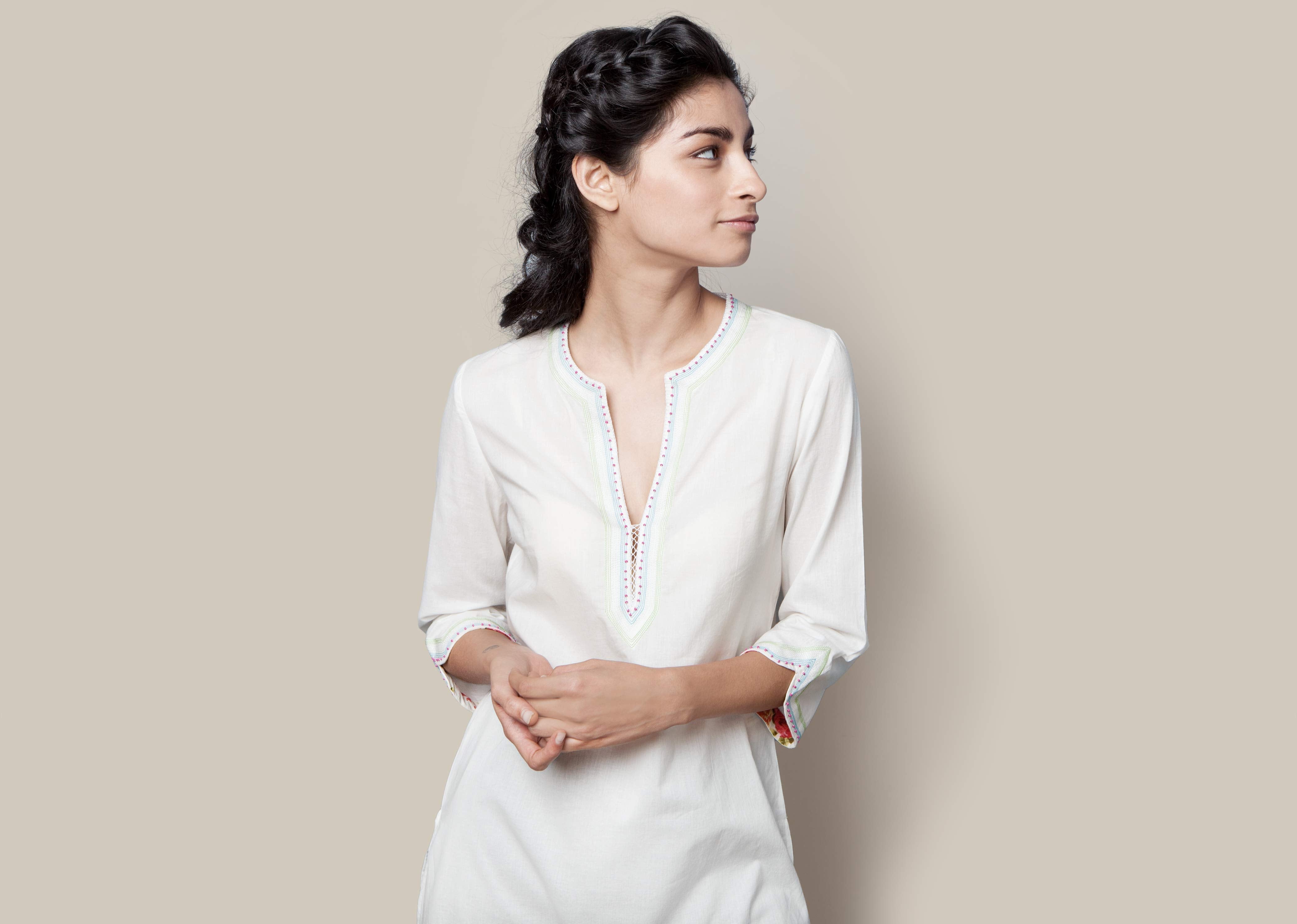 Embroidered Kurta - Ivory