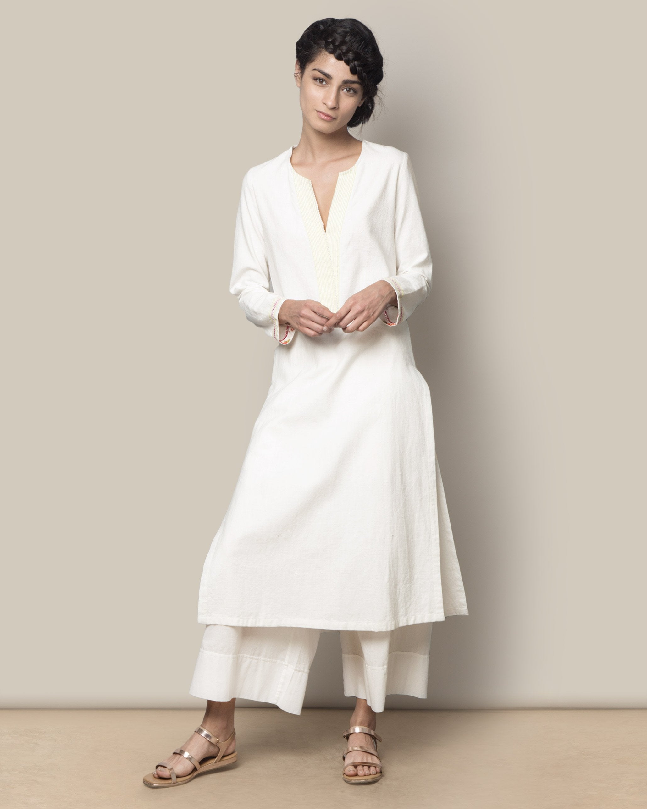 Embroidered Kurta - Ivory