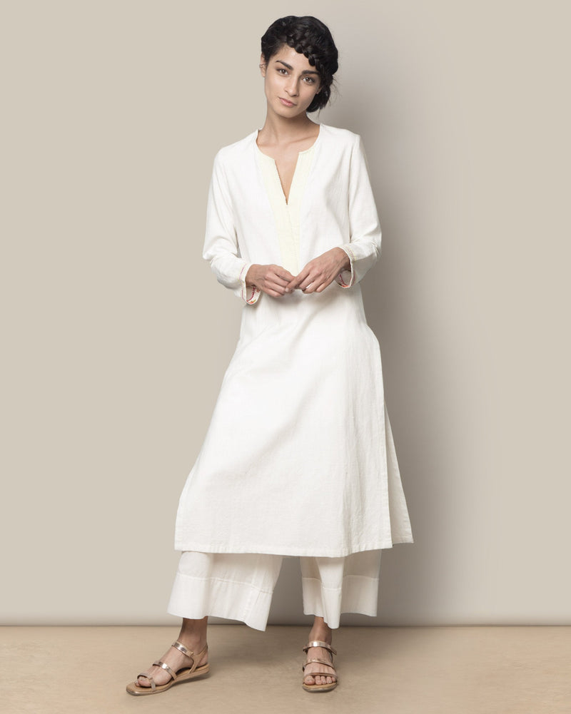 Embroidered Kurta - Ivory