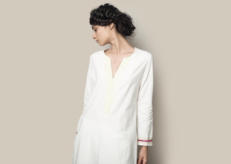 Embroidered Kurta - Ivory