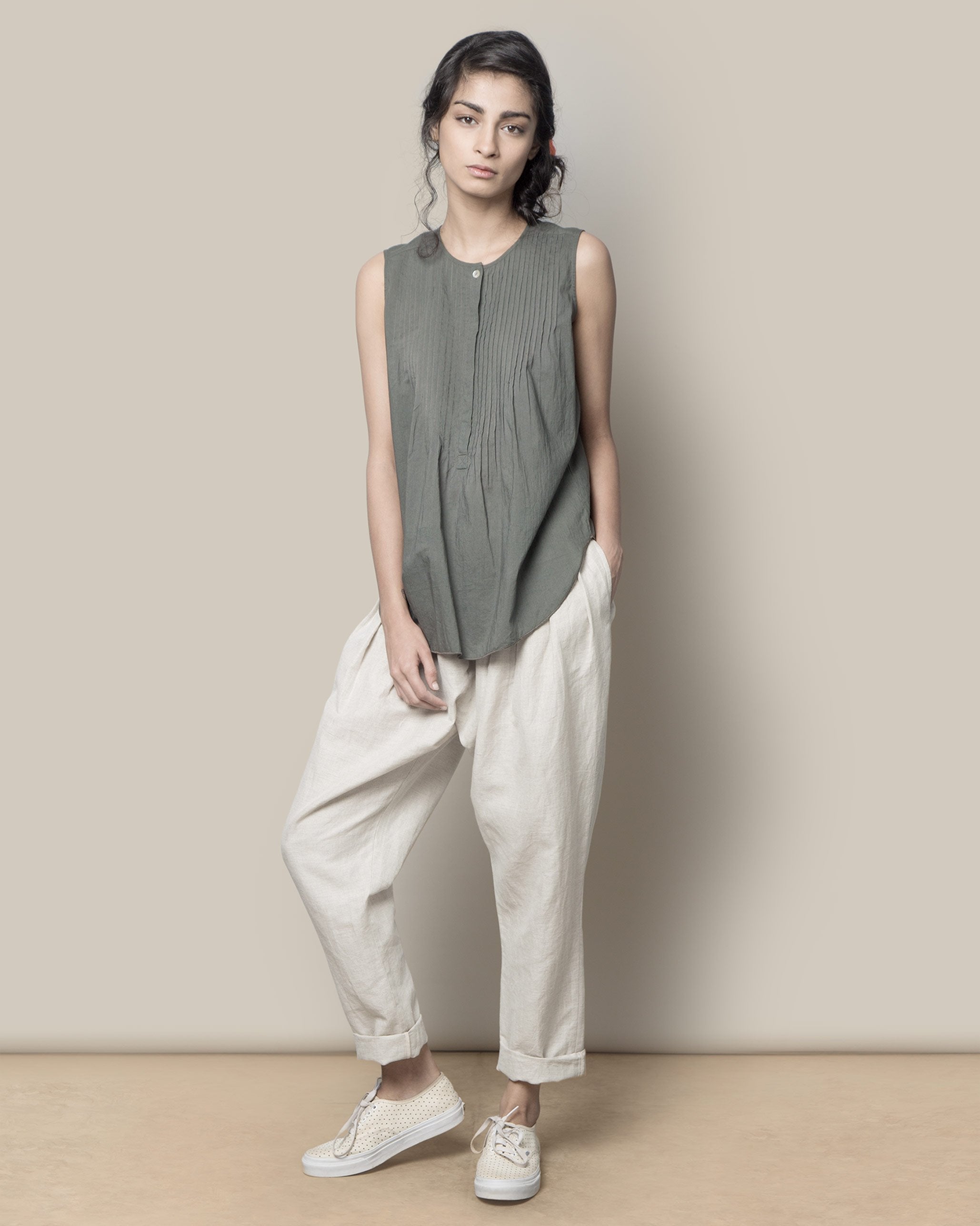 Overlap Trousers - Natural