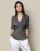 Gathered Jersey Top - Charcoal