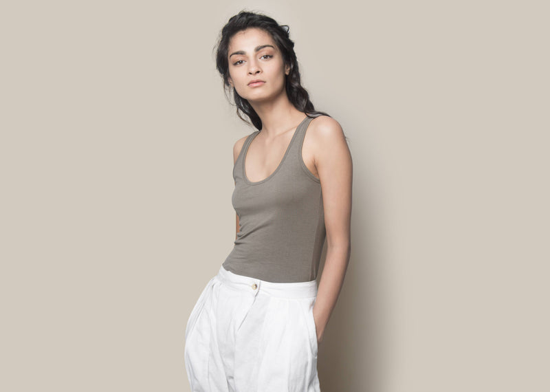 Long Tank Top - Charcoal