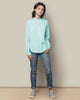 Mandarin Collar Top - Aqua