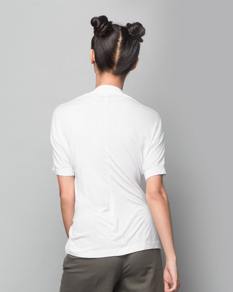 Gathered Jersey Top - White