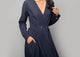 Pleated Wrap Dress - Indigo