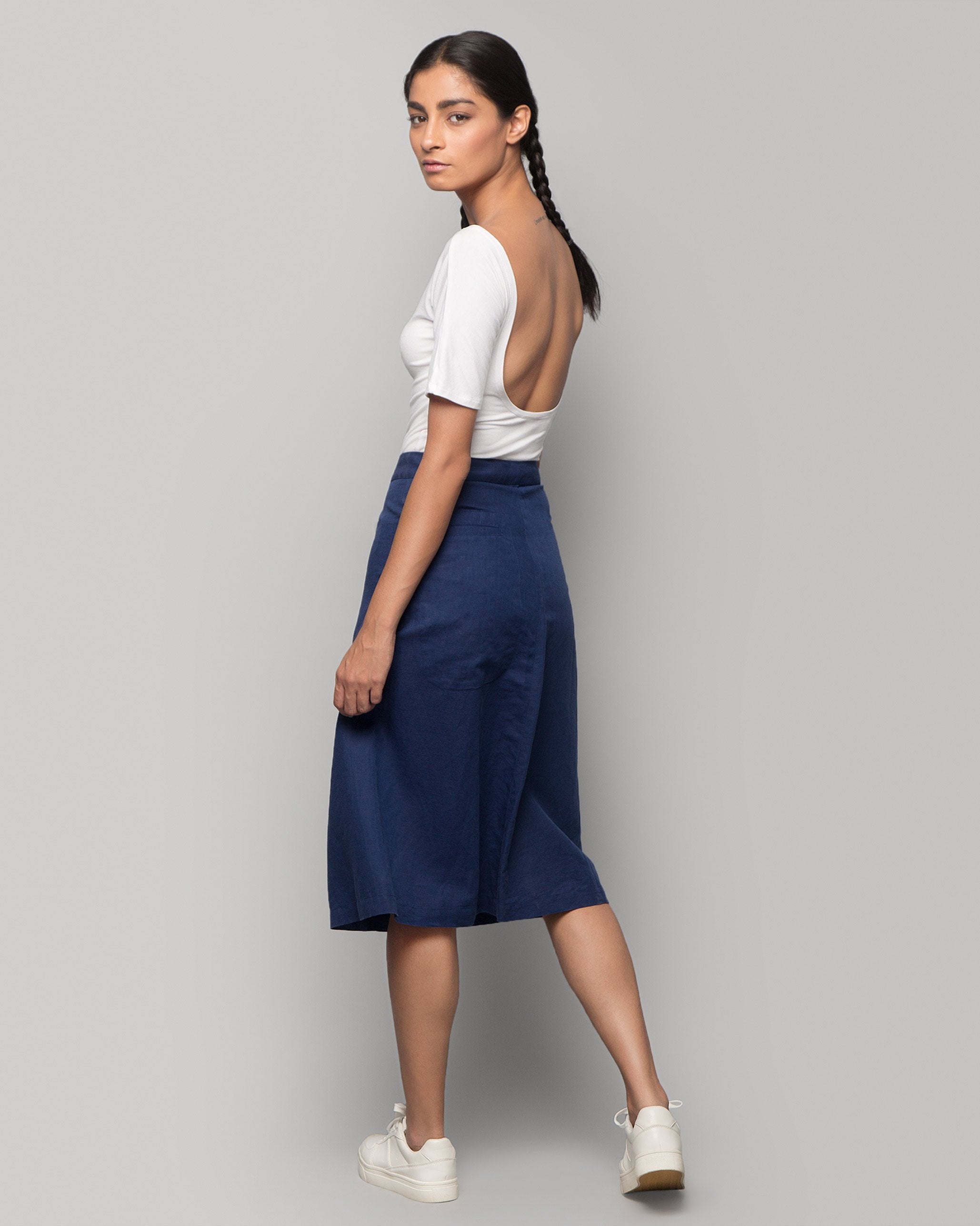 Linen Cotton Skirt - Indigo