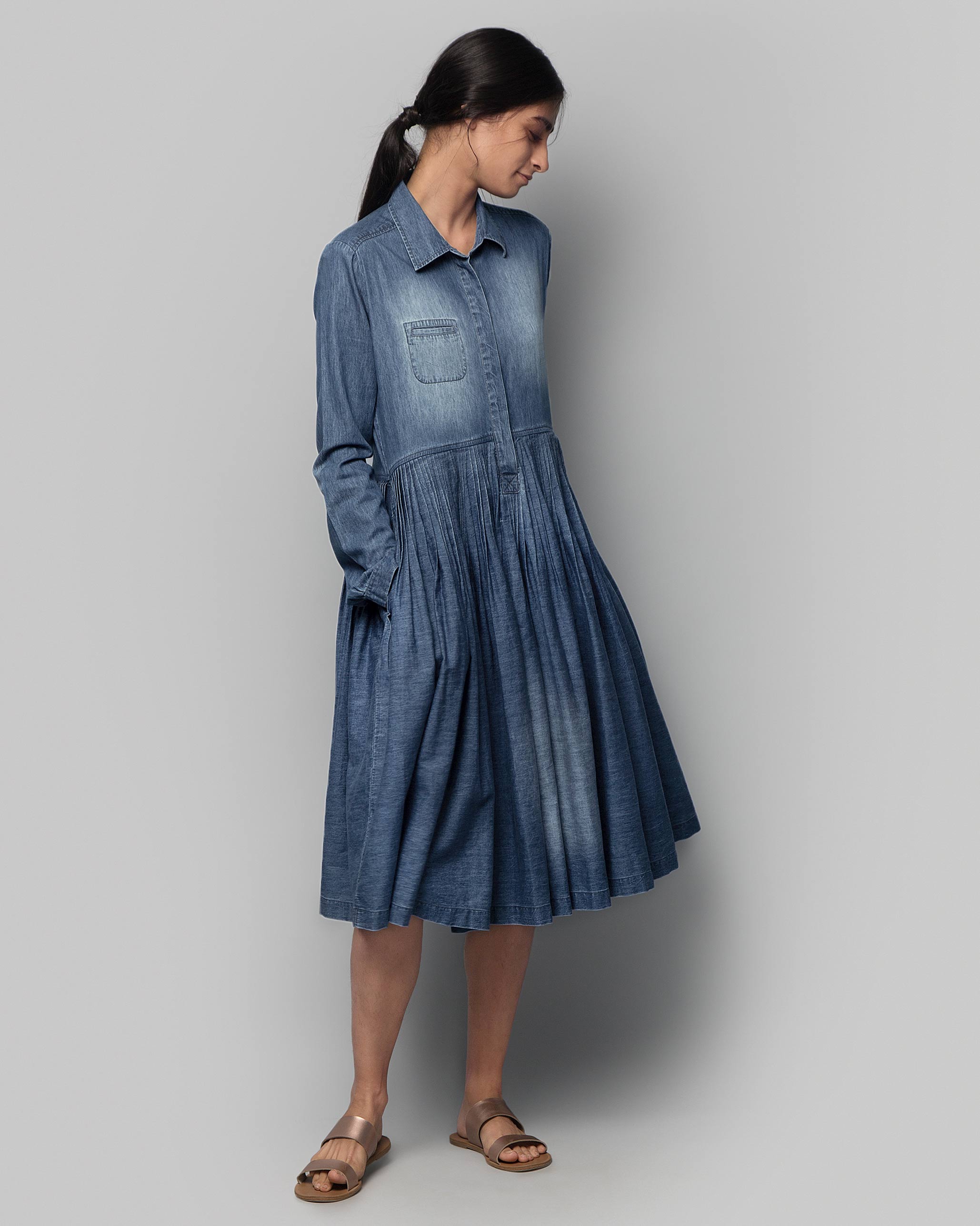 Demi Pleated Shirt Dress