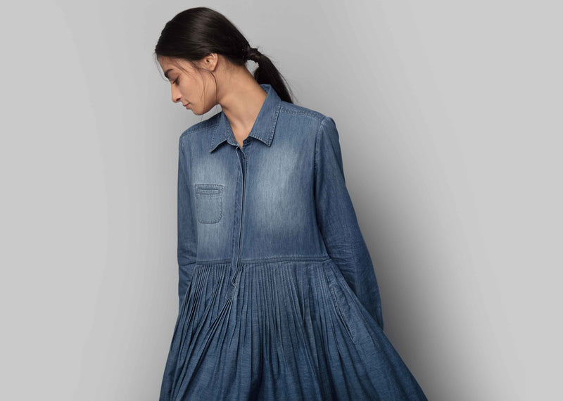 Demi Pleated Shirt Dress