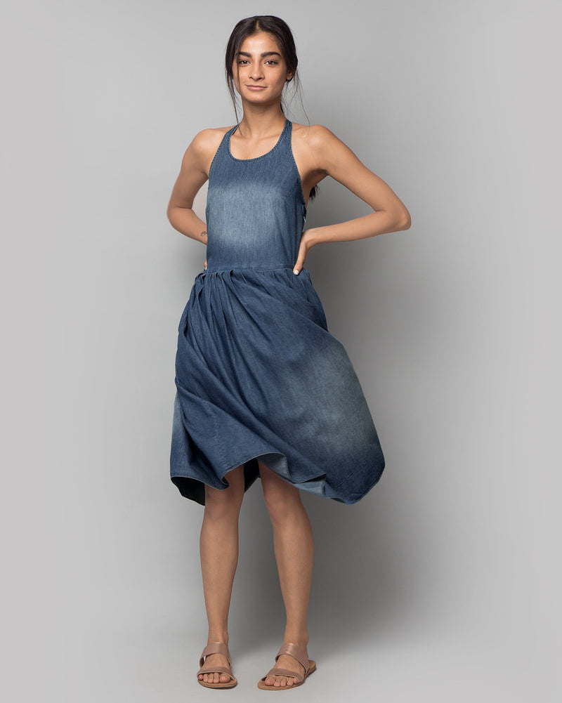 Abba Pleated Halter Dress