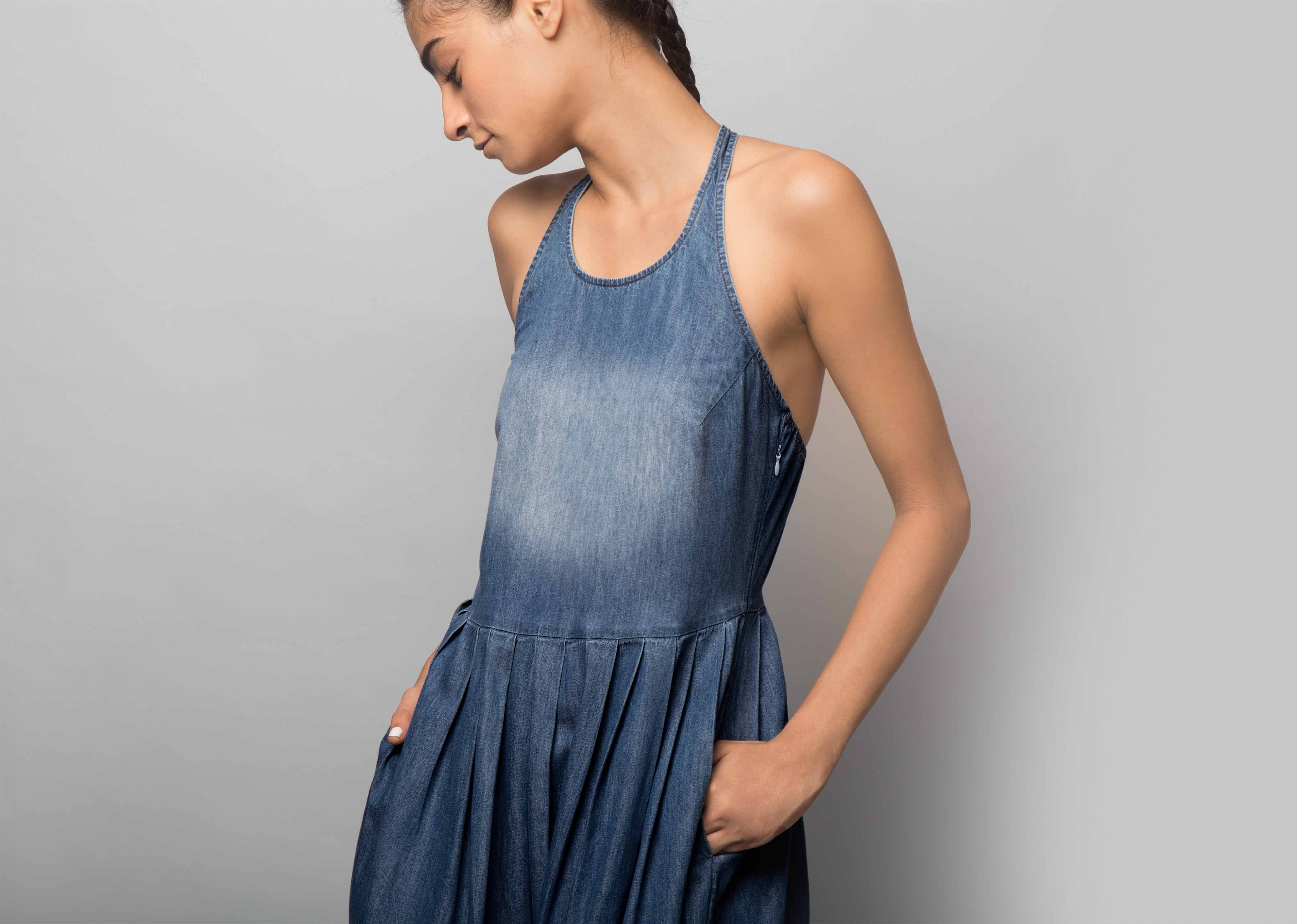 Abba Pleated Halter Dress