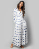 Pleated Wrap Polka Dress - Indigo & White