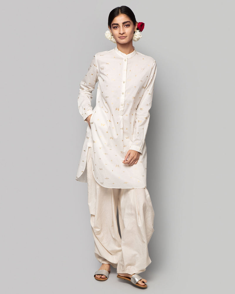 Outhouse Mid-length Kurta - Ivory