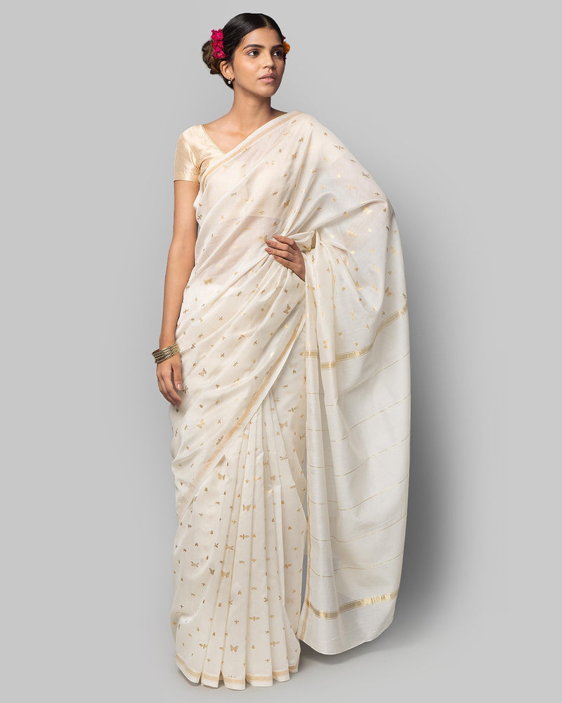 Glowfly Chanderi Sari - Gold