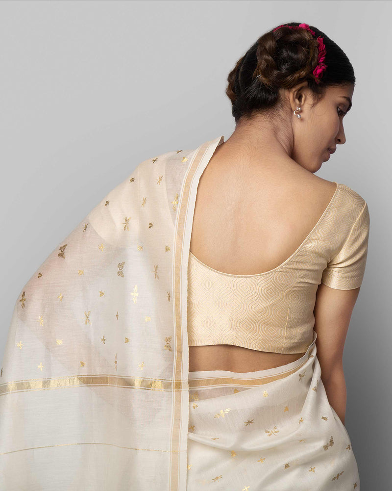 Glowfly Chanderi Sari - Gold