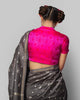 Glowfly Chanderi Sari - Charcoal