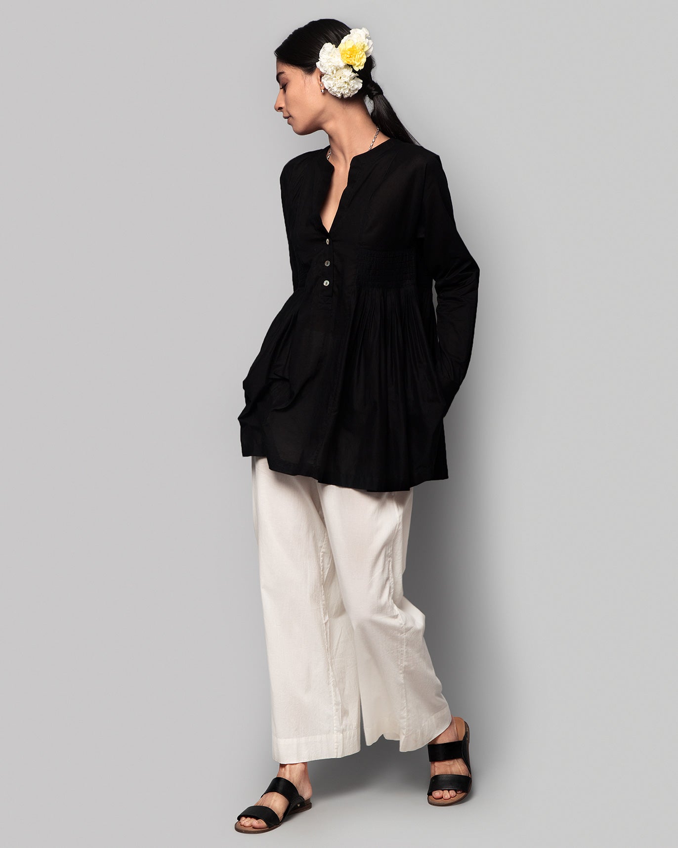Ambar Peasant Blouse - Black