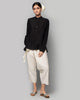 Adri Cotton Silk Mandarin Top - Black