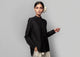 Adri Cotton Silk Mandarin Top - Black