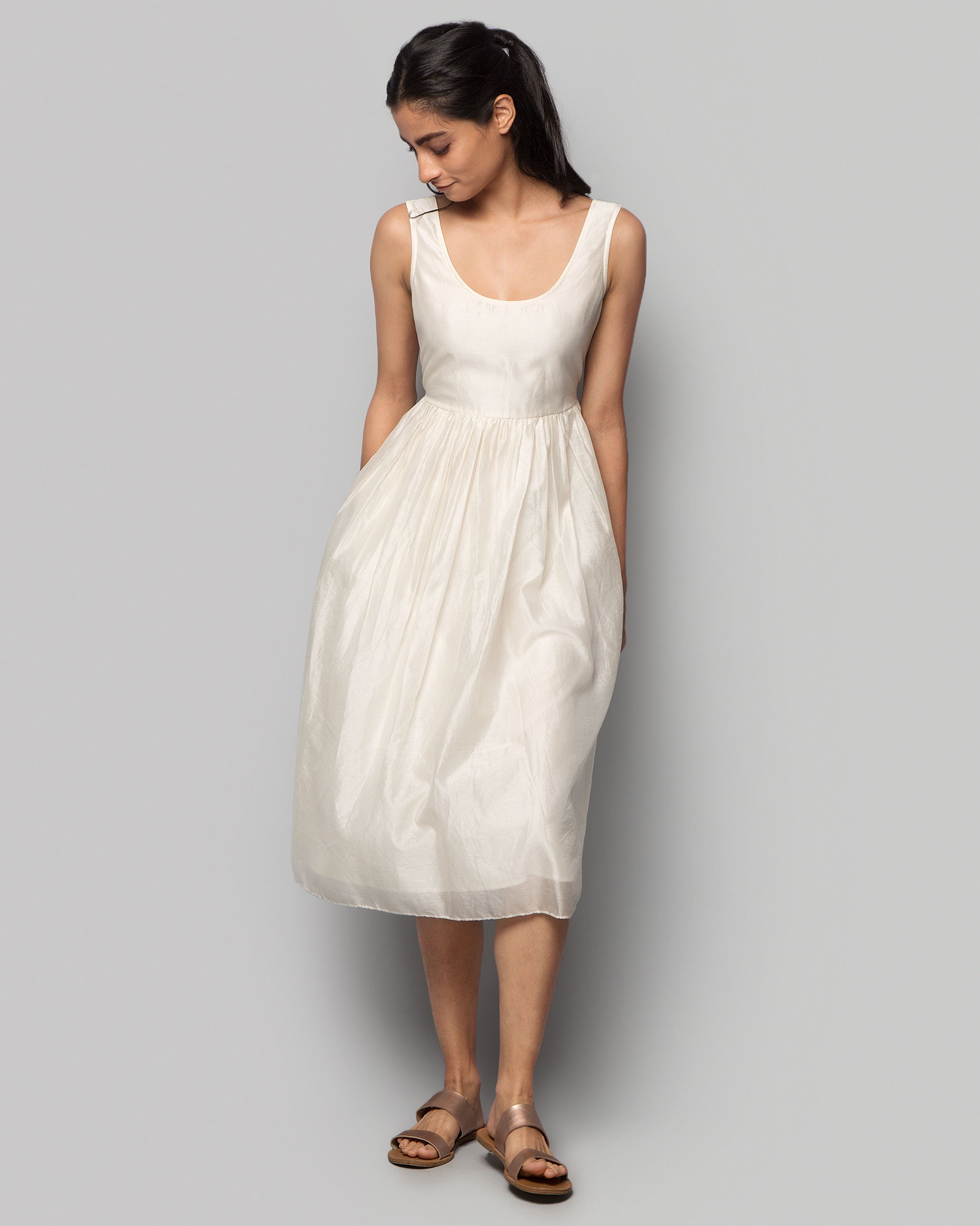 Ashwani Chanderi Dress - Ivory