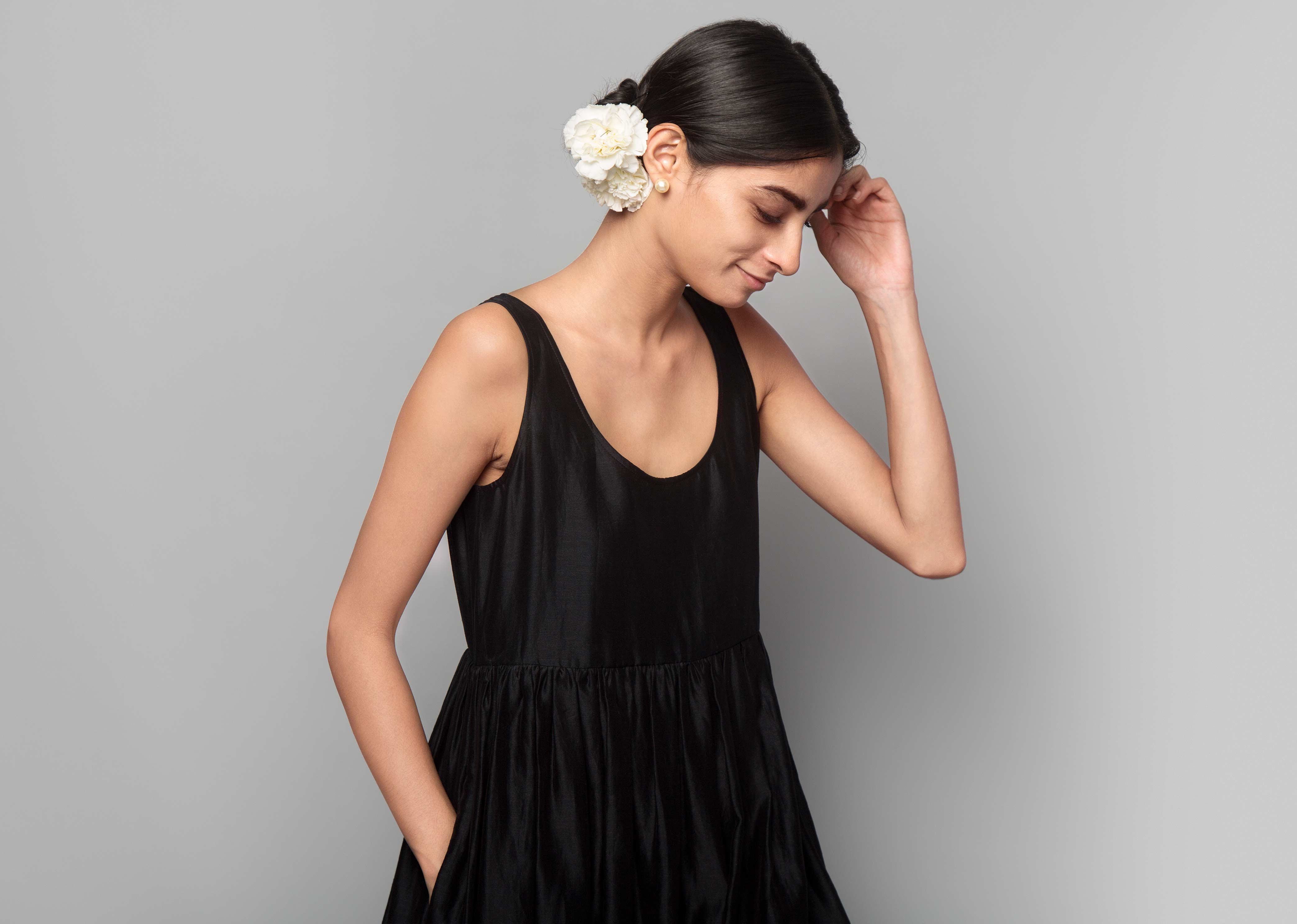Ashwani Chanderi Dress - Black