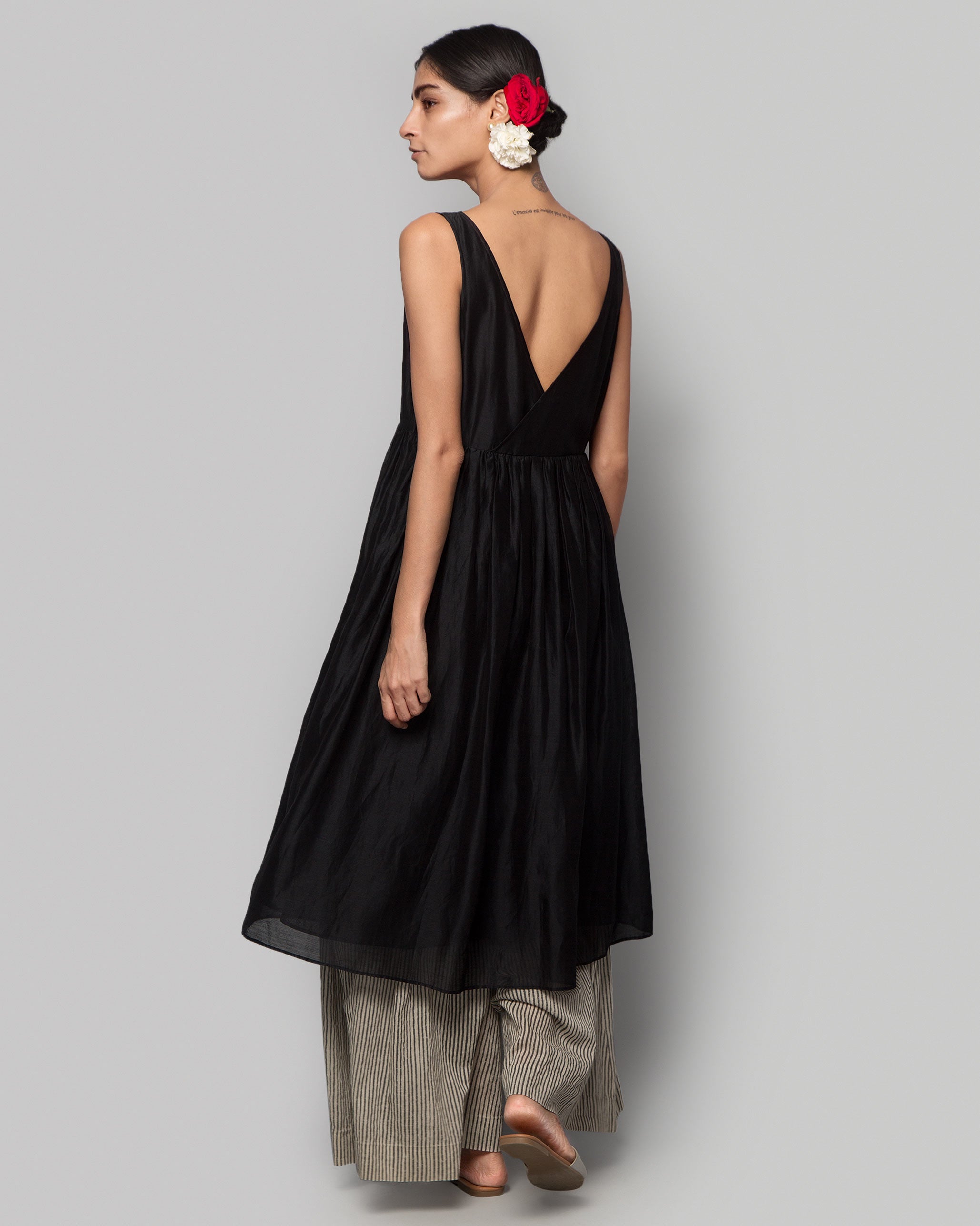 Ashwani Chanderi Dress - Black
