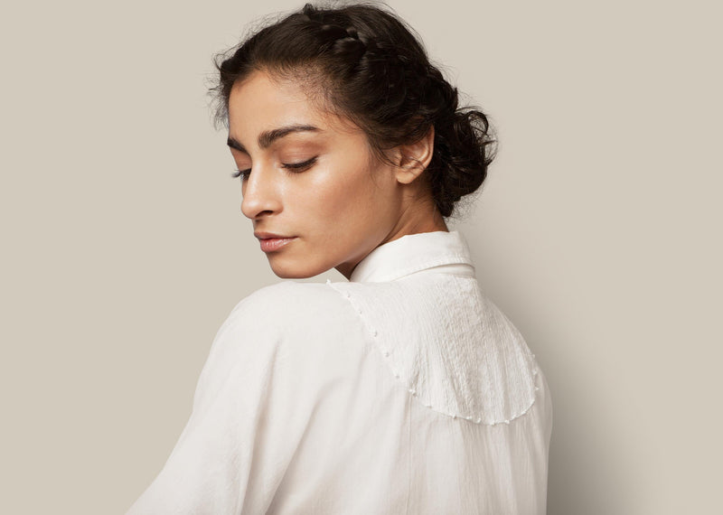 Embroidered Popover - White on White