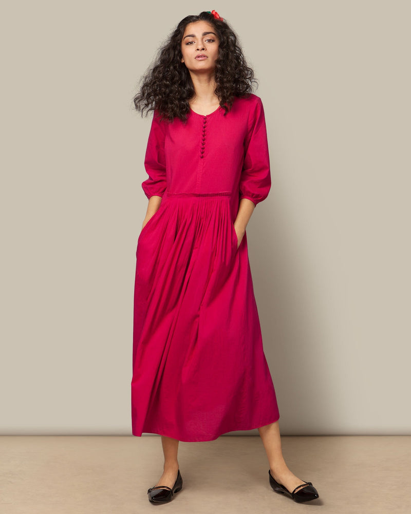 Pleated Waist Kurta - Fuchsia