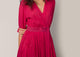 Pleated Wrap Dress - Fuchsia