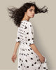 Pleated Wrap Dress - Polka