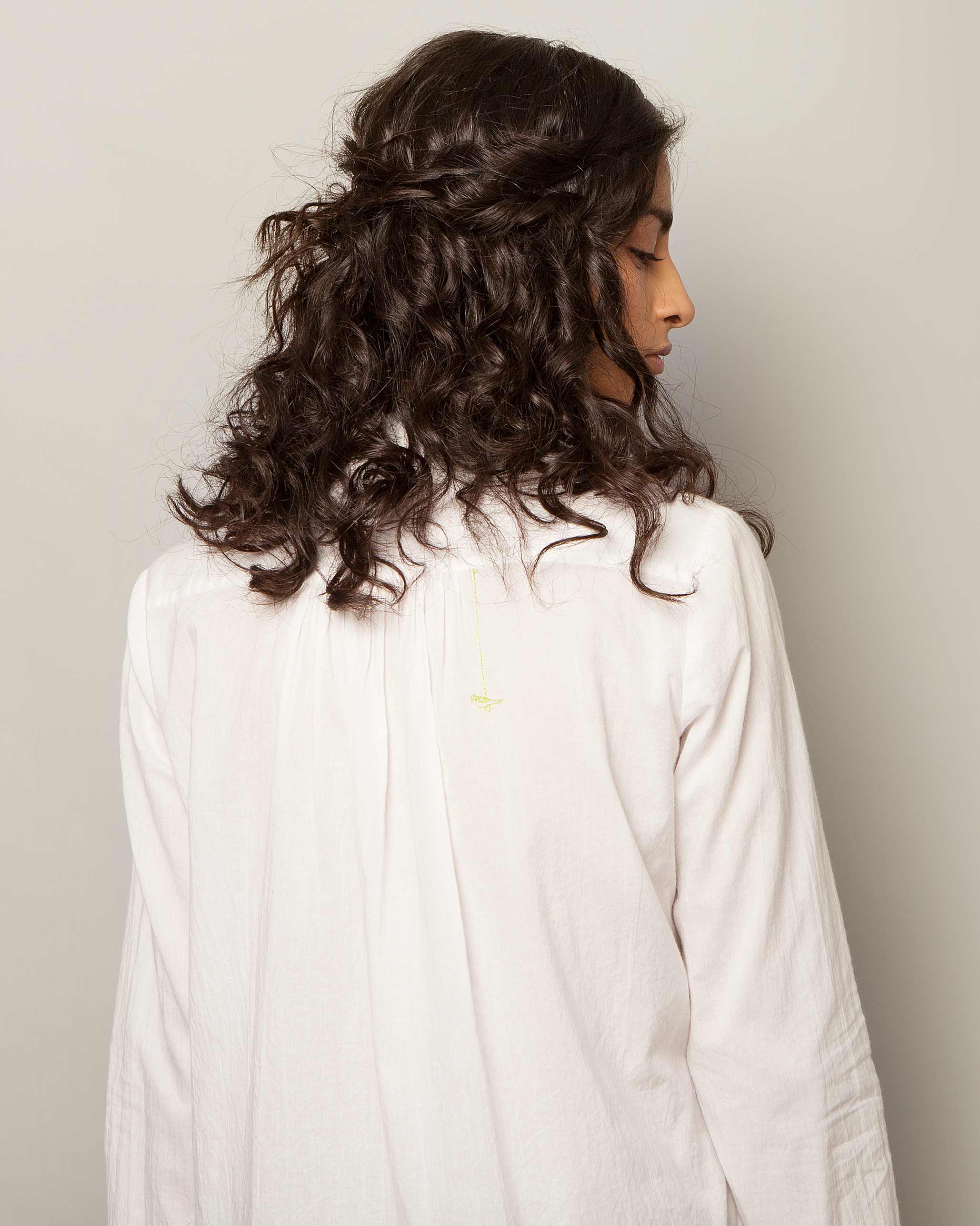 Mandarin Collar Top - White