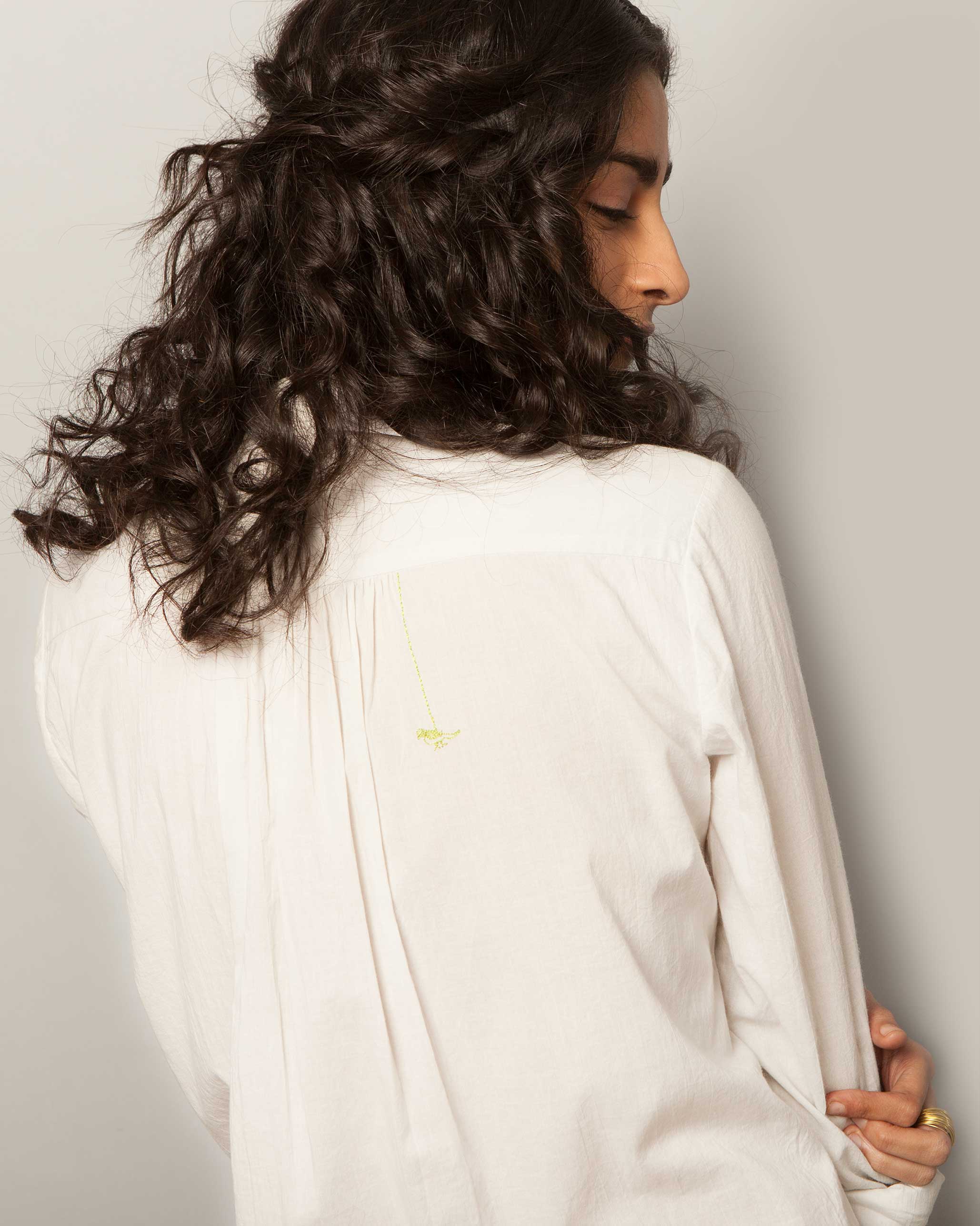 Mandarin Collar Top - Soft Grey