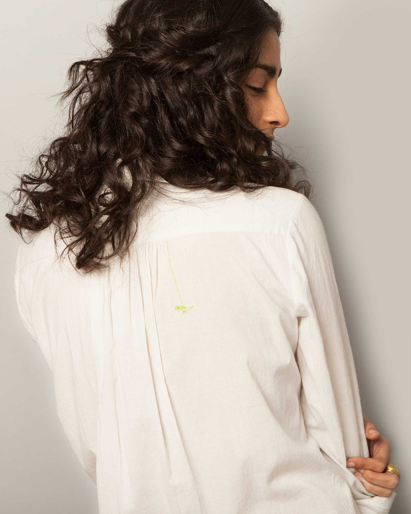 Mandarin Collar Top - Soft Grey