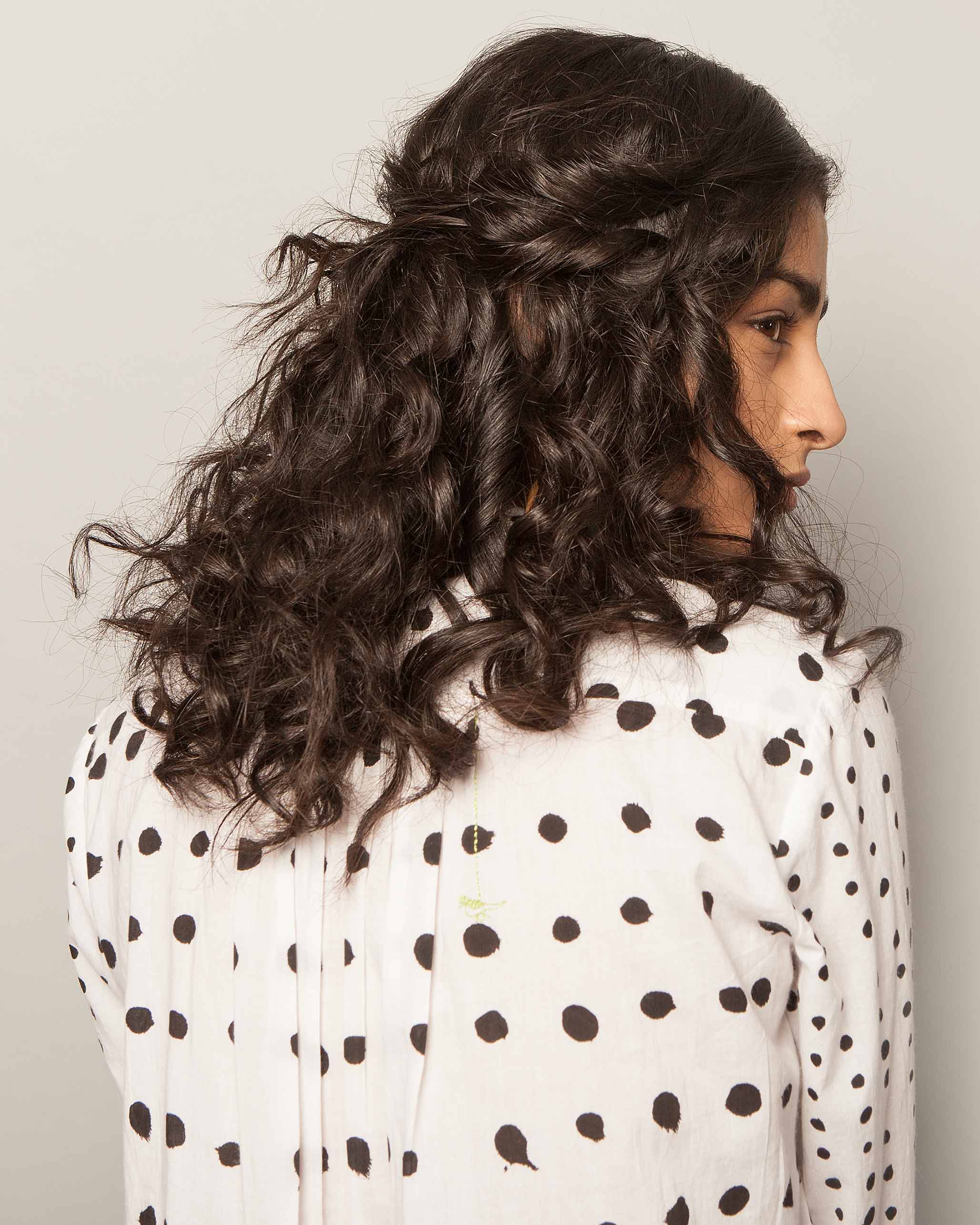 Mandarin Collar Top - Polka dot