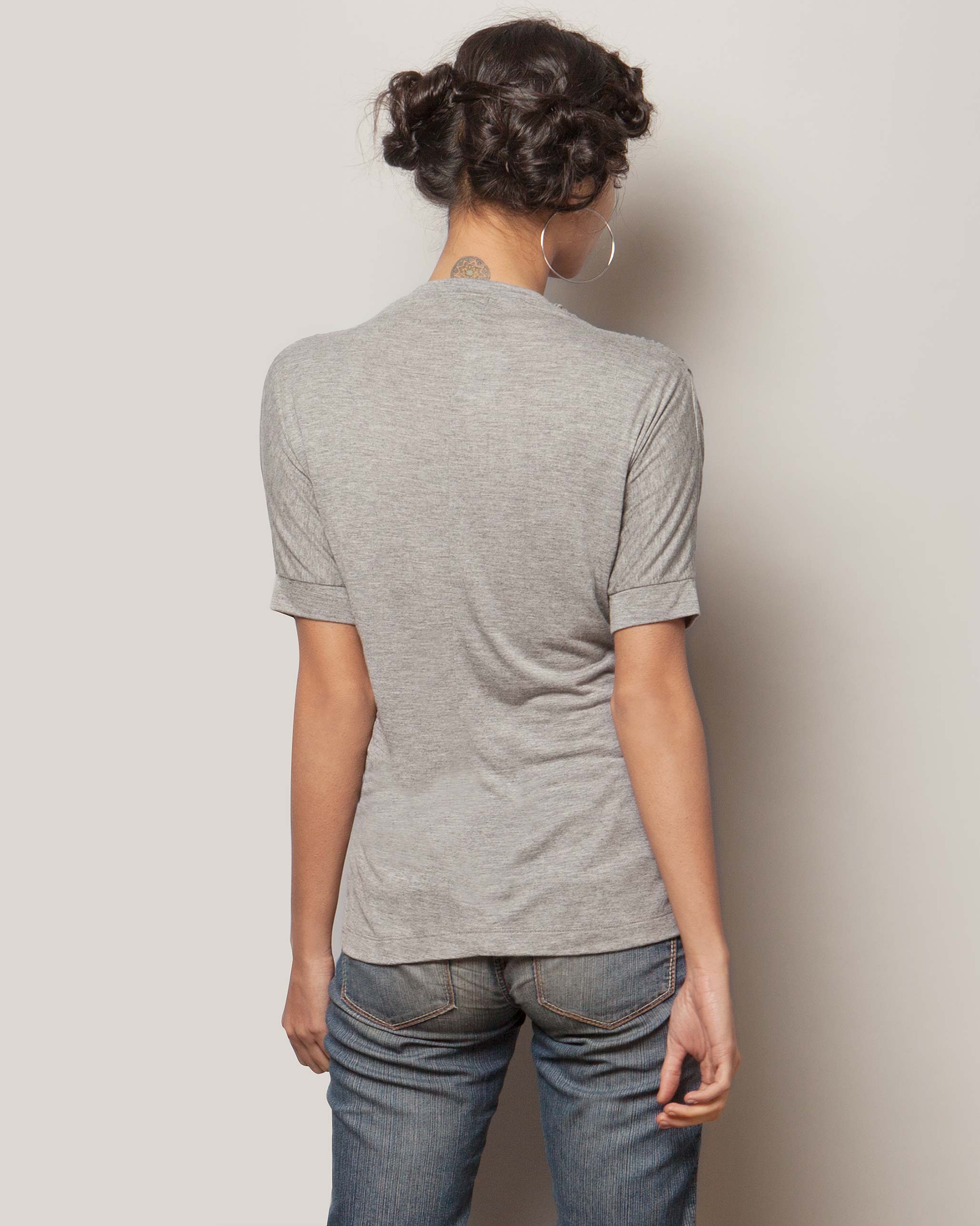 Gathered Jersey Top - Soft Grey