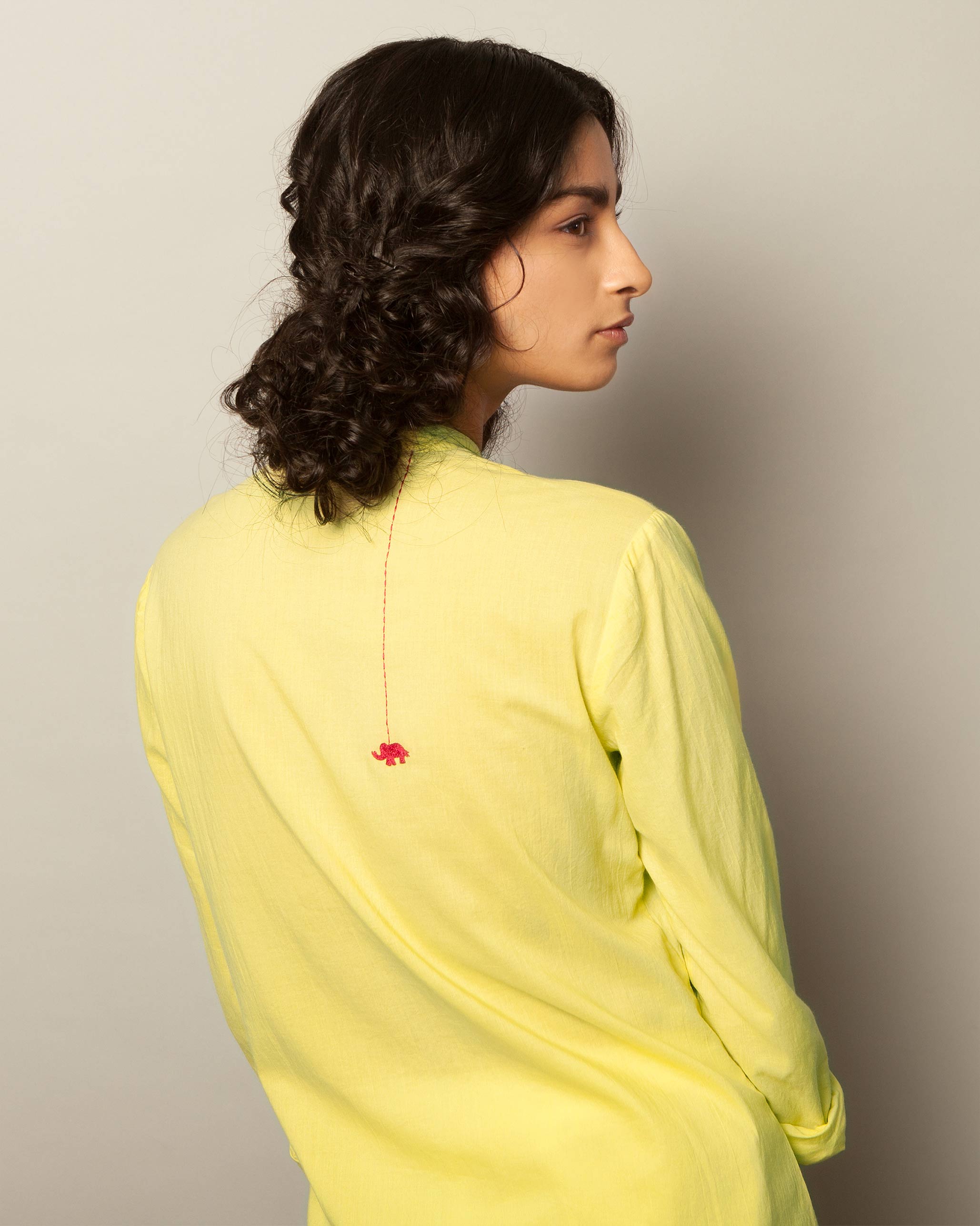 Basic Mid-length Kurta - Lime