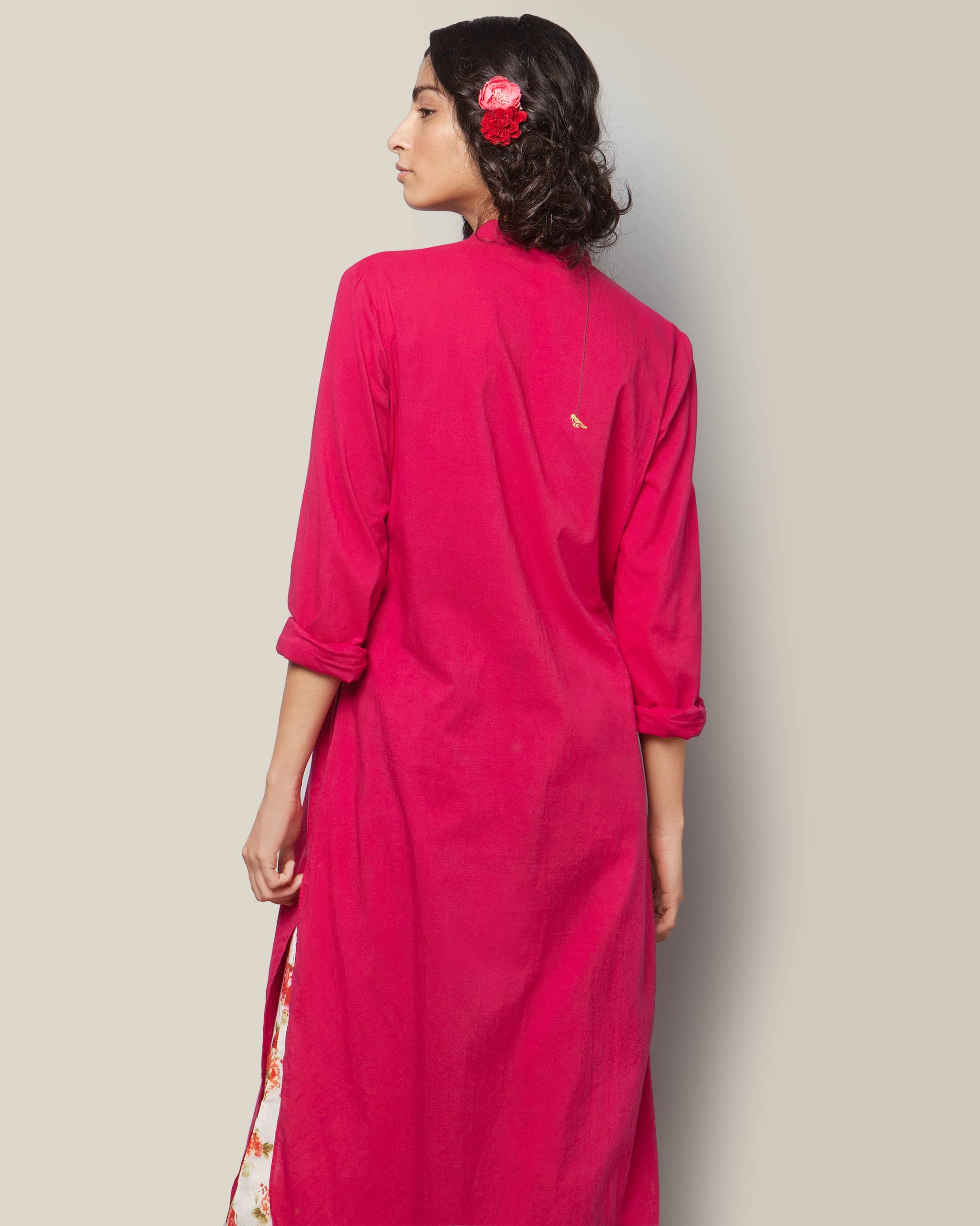 Basic Long Kurta - Fuchsia
