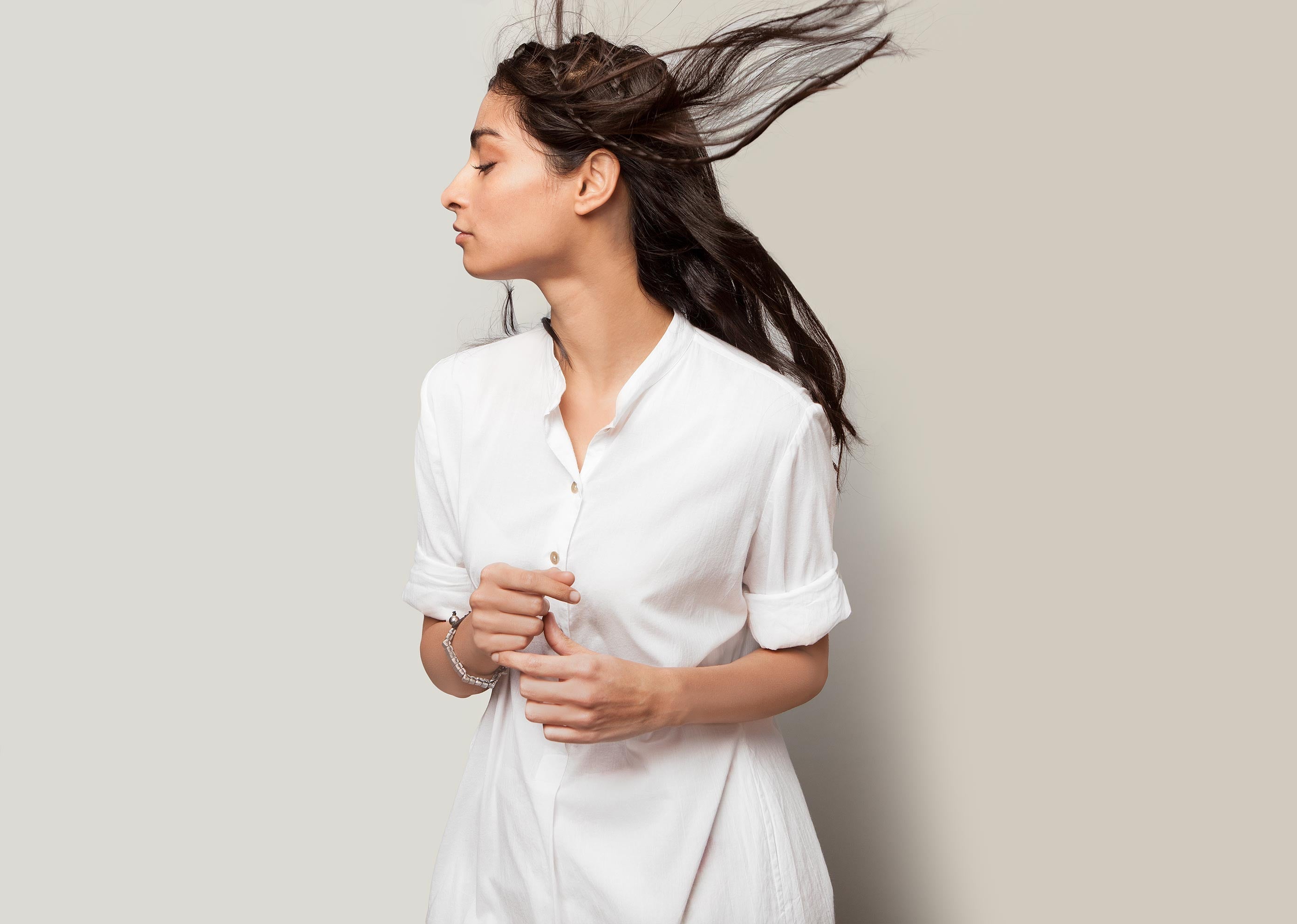Basic Long Kurta - White