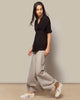 Gathered Jersey Top - Black
