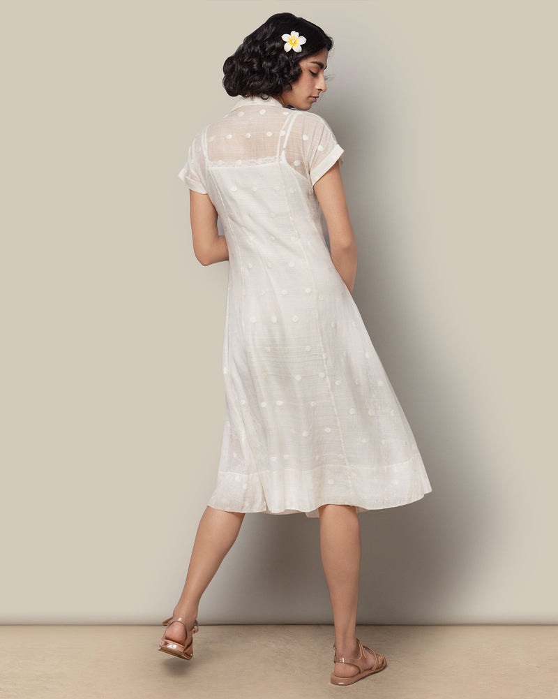 Chanderi Tie Dress - Ivory