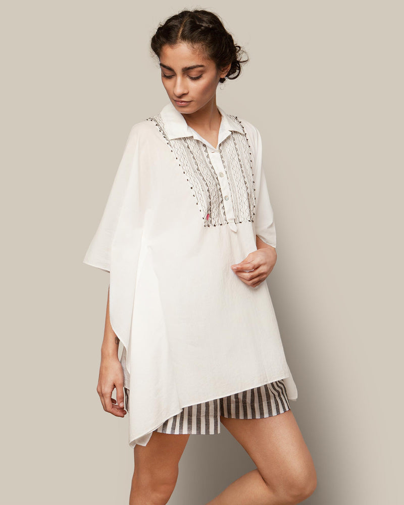 Embroidered Popover - Black on White