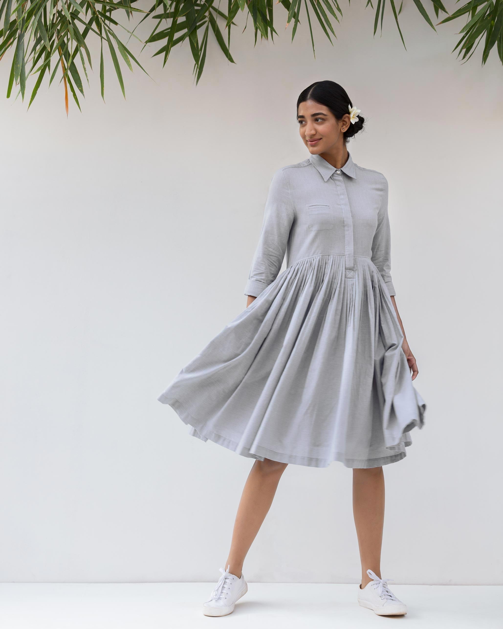 Pleated shirt dress