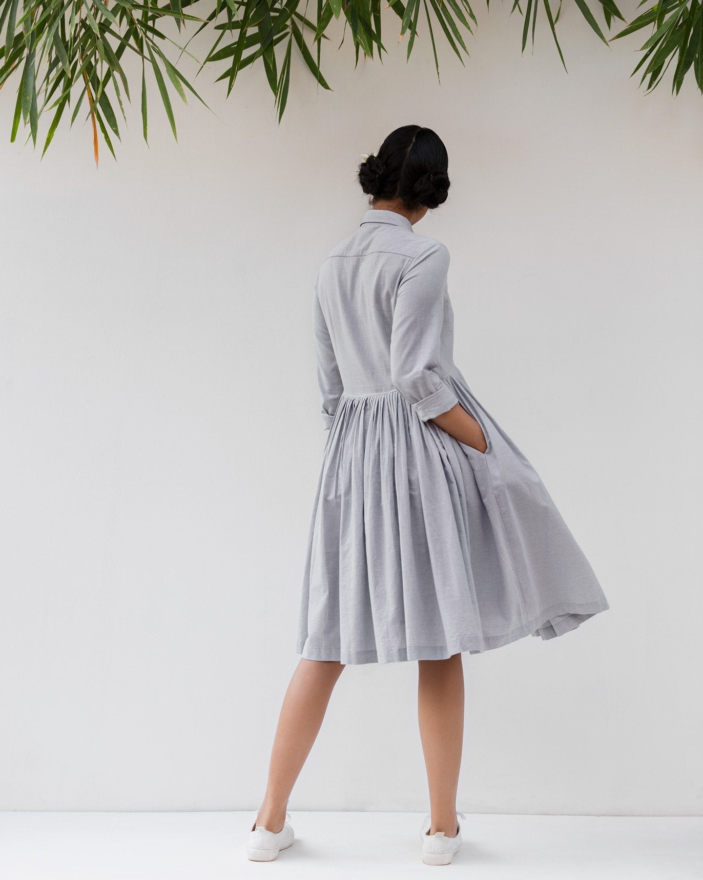 Pleated shirt dress